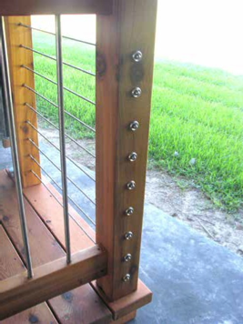 Cable railing with wood posts application photo